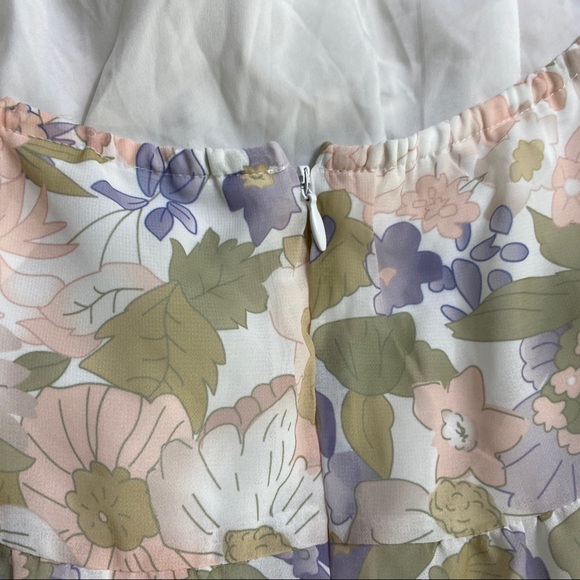 DOTTI Pastel Floral Print Bell Sleeve Backless Ruffle Trim Mini Dress Size AU 12 - Picture 7 of 10